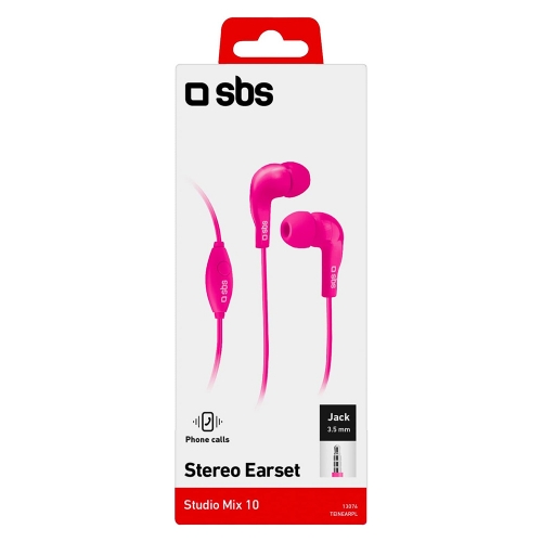 Слушалки с микрофон SBS MIX 10, Jack 3.5mm, Розов