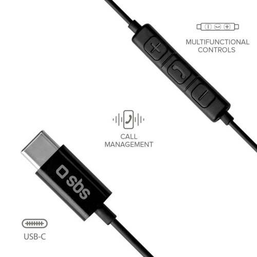 Слушалки с микрофон SBS MIX 100, TYPE-C, Черен