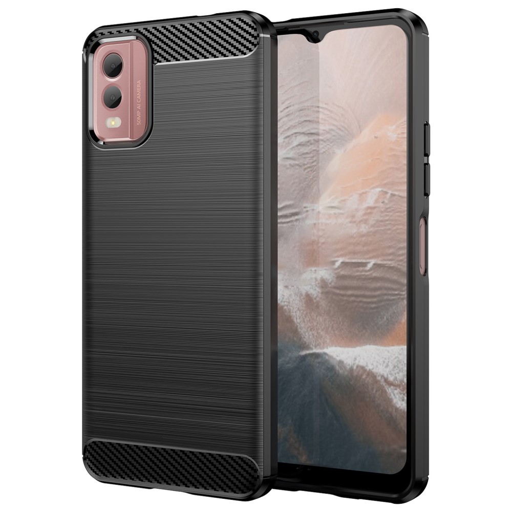 Силиконов калъф Carbon Fibre Brushed за Nokia C32, Черен