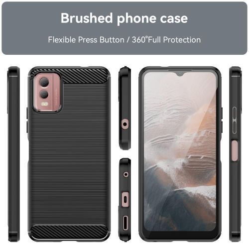 Силиконов калъф Carbon Fibre Brushed за Nokia C32, Черен