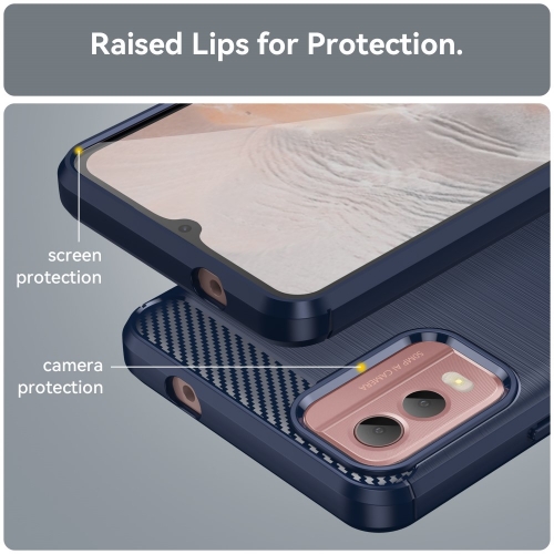 Силиконов калъф Carbon Fibre Brushed за Nokia C32, Син