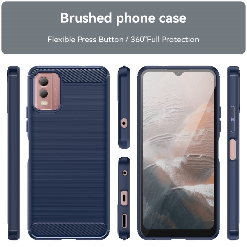 Силиконов калъф Carbon Fibre Brushed за Nokia C32, Син
