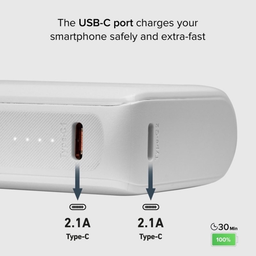 Универсална външна батерия SBS POWER BANK 10 000mAh, 2x USB-C,1xUSB A,10W, Бял