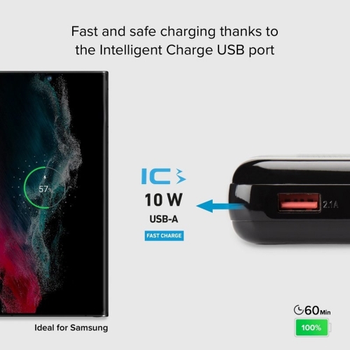 Универсална външна батерия SBS POWER BANK 10 000mAh, 1xUSB-C, 1x USB-A, PD 20W, Черен