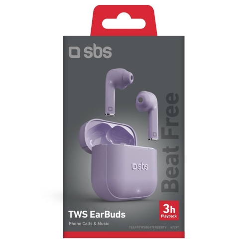 Безжични слушалки SBS BEAT FREE, BLUETOOTH TWS, Лилав