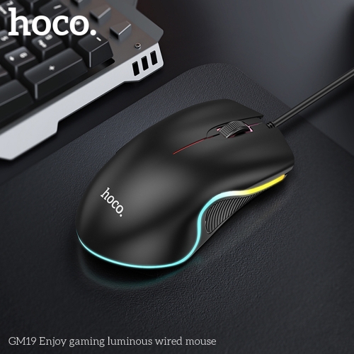 Компютърна Мишка HOCO GM19, USB, DPI 1000, RGB Lights, Черен