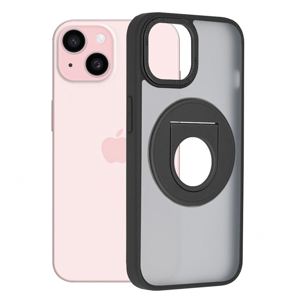 Удароустойчив калъф Techsuit MagSF Ghost Holder за iPhone 15 Plus, Черен