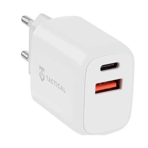 Зарядно 220v Tactical Base Plug Dual 20W USB-A / USB-C White