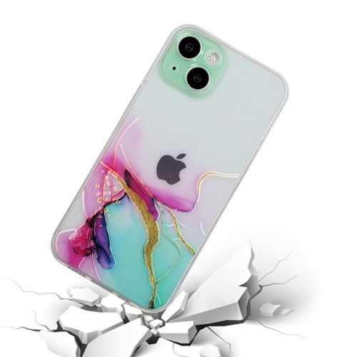 Силиконов калъф Marble за iPhone 15 Plus, Зелен