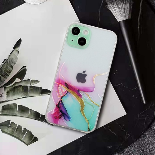 Силиконов калъф Marble за iPhone 15 Plus, Зелен