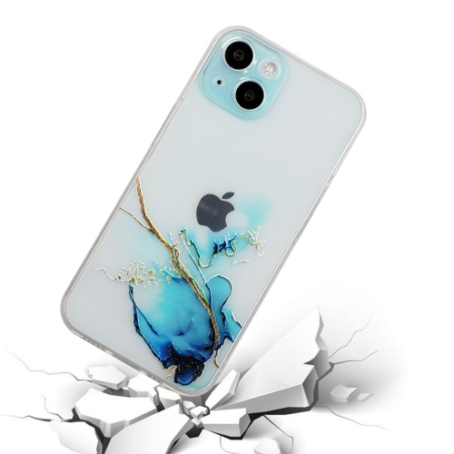 Силиконов калъф Marble за iPhone 15 Plus, Син