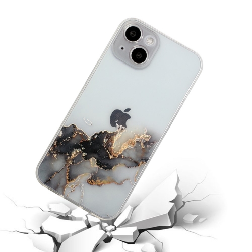 Силиконов калъф Marble за iPhone 15 Plus, Черен