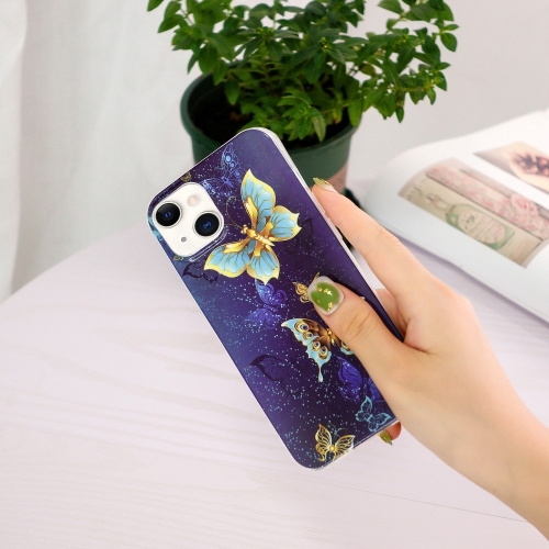 Силиконов калъф Noctilucent за iPhone 15 Plus, Светеща цветна пеперуда