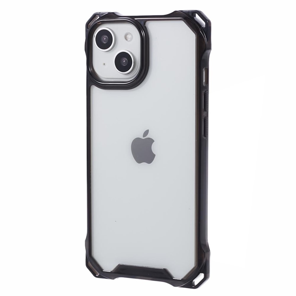 Удароустойчив калъф Acrylic за iPhone 15 Plus, Черен-прозрачен
