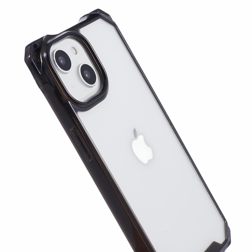 Удароустойчив калъф Acrylic за iPhone 15 Plus, Черен-прозрачен