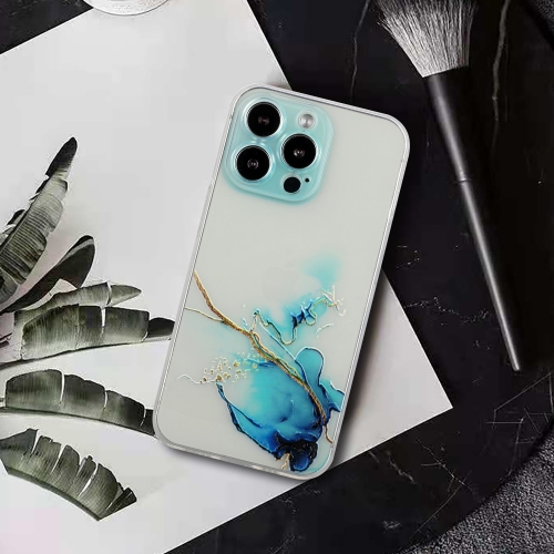 Силиконов калъф Marble за iPhone 15 Pro Max, Син