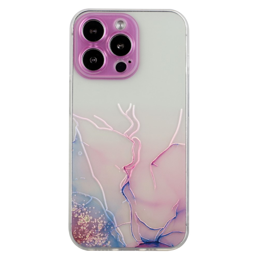 Силиконов калъф Marble за iPhone 15 Pro Max, Розов