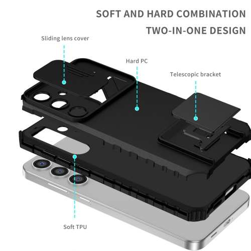 Удароустойчив калъф Anti-drop Slide за Samsung Galaxy S24, Черен