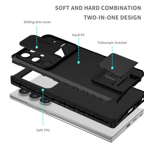 Удароустойчив калъф Anti-drop Slide за Samsung Galaxy S24 Ultra, Черен