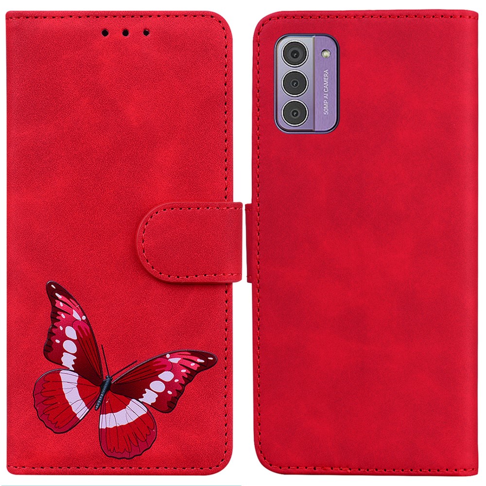 Калъф тефтер Wallet Butterfly за Nokia G42, Червен 
