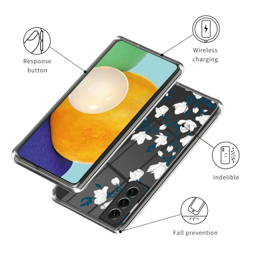 Силиконов калъф за Samsung Galaxy S24, Бели цветя