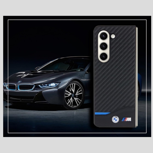 Калъф BMW M PU Carbon Blue Line за Samsung Galaxy Z Fold 5, BMHCZFD522NBCK
