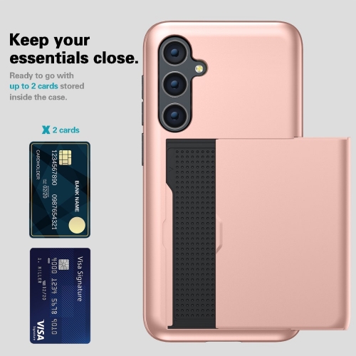 Удароустойчив калъф Sliding Card за Samsung Galaxy S24, Розово- златист
