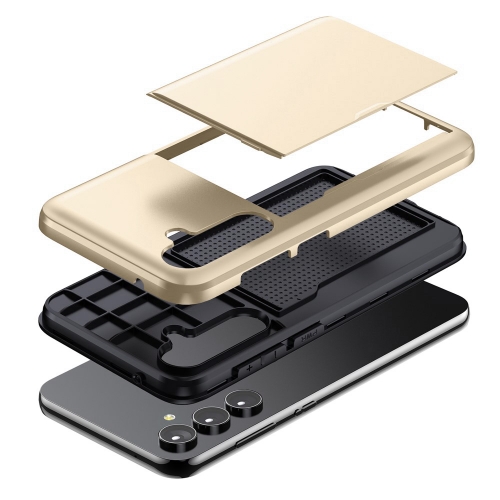 Удароустойчив калъф Sliding Card за Samsung Galaxy S24, Златист