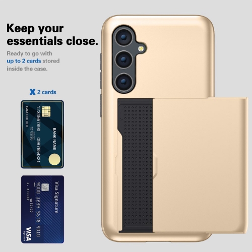 Удароустойчив калъф Sliding Card за Samsung Galaxy S24, Златист