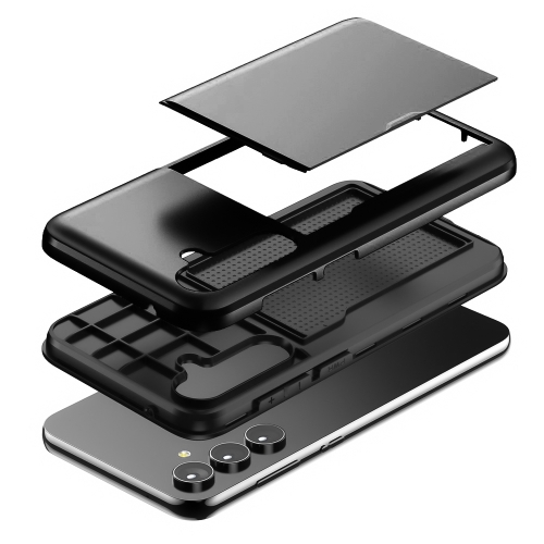 Удароустойчив калъф Sliding Card за Samsung Galaxy S24, Черен