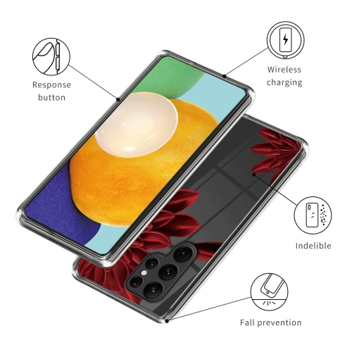 Силиконов калъф за Samsung Galaxy S24 Ultra, Червено цвете