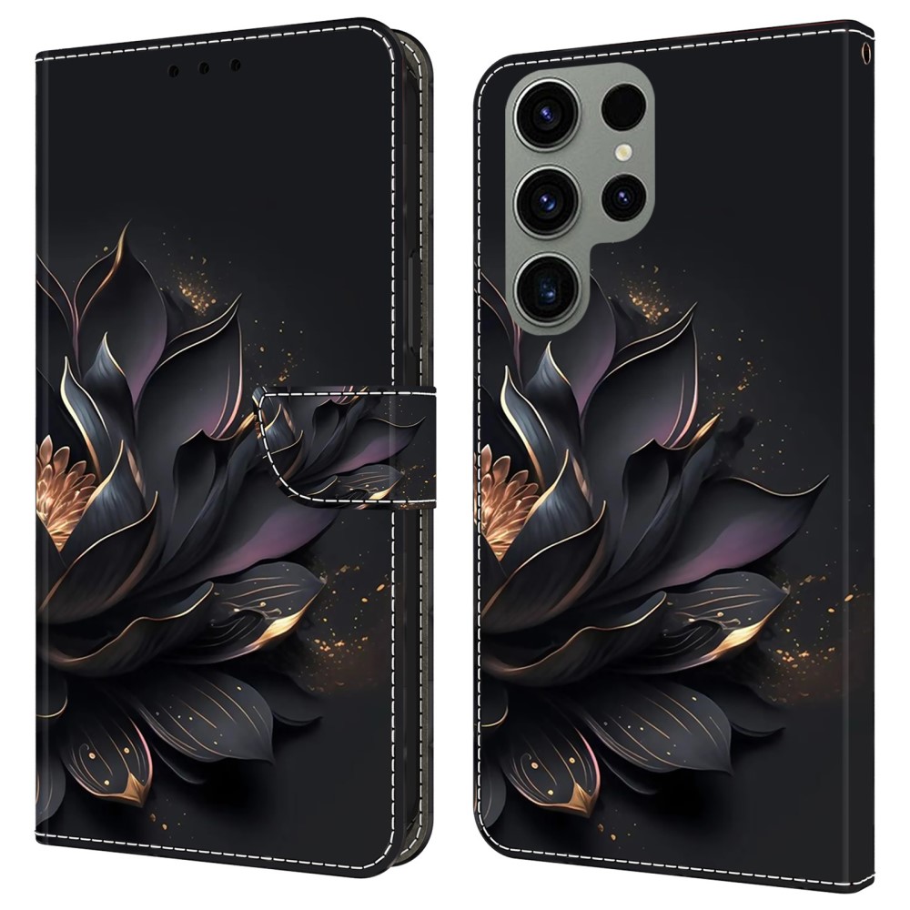 Калъф тефтер 3D Pattern за Samsung Galaxy S24 Ultra, Лилав лотос