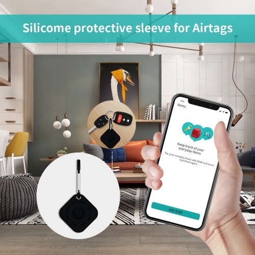 Силиконов калъф за Apple AirTag Bluetooth Locator, Черен