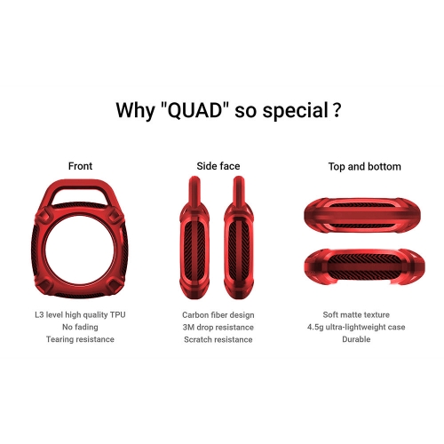 Силиконов калъф QUAD Element за Apple AirTag Bluetooth Locator, Червен