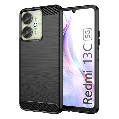 Силиконов Калъф Carbon Fibre Brushed за Xiaomi Redmi 13C, Черен