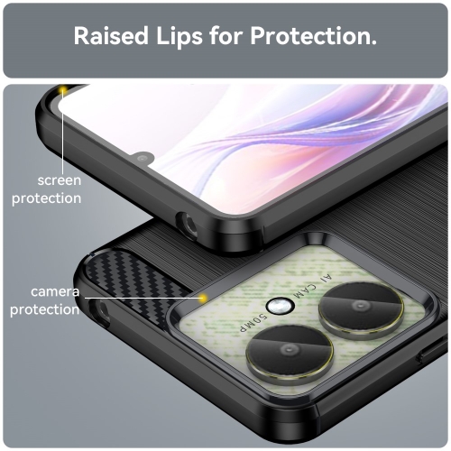 Силиконов Калъф Carbon Fibre Brushed за Xiaomi Redmi 13C, Черен