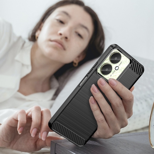 Силиконов Калъф Carbon Fibre Brushed за Xiaomi Redmi 13C, Черен