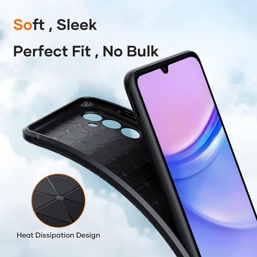 Силиконов Гръб Carbon Fiber Texture за Samsung Galaxy A15, Черен