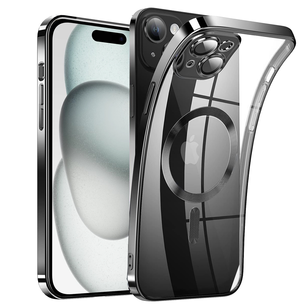Силиконов калъф Luxury MagSF за iPhone 15, Черен