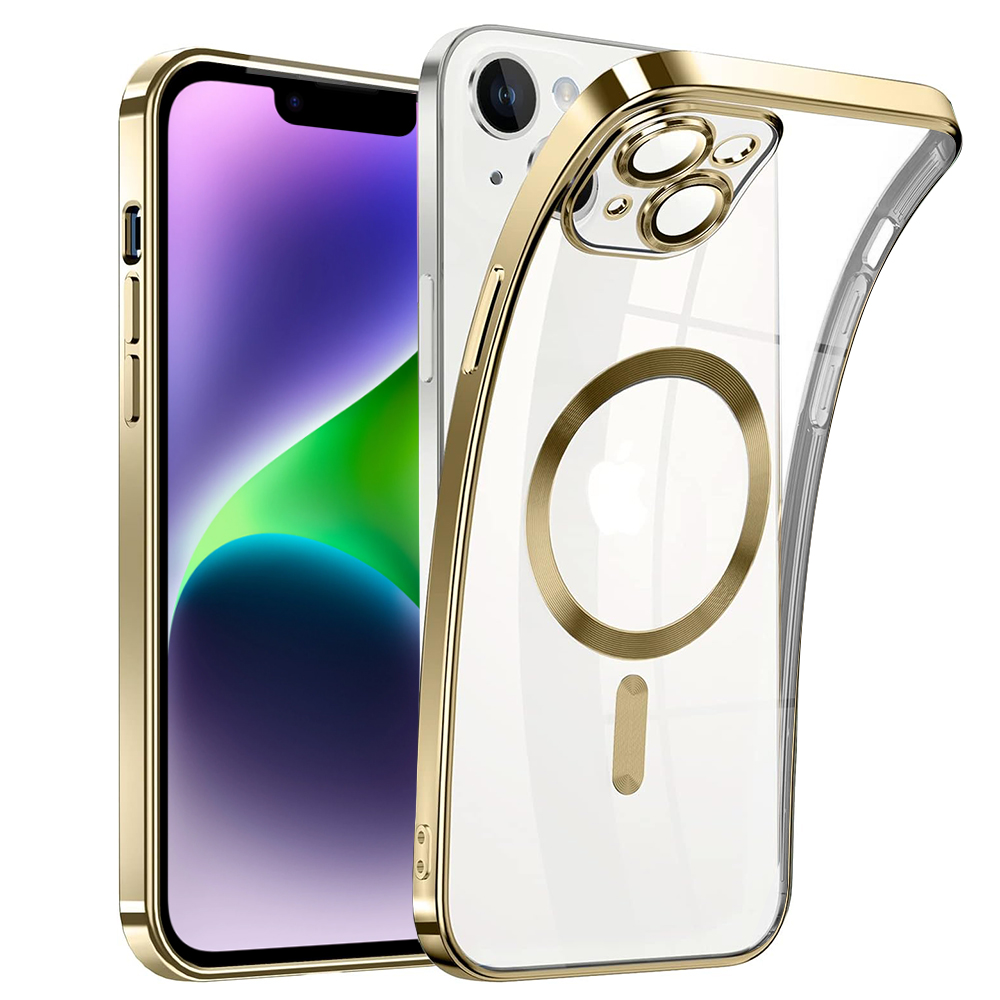 Силиконов калъф Luxury MagSF за iPhone 14, Златист