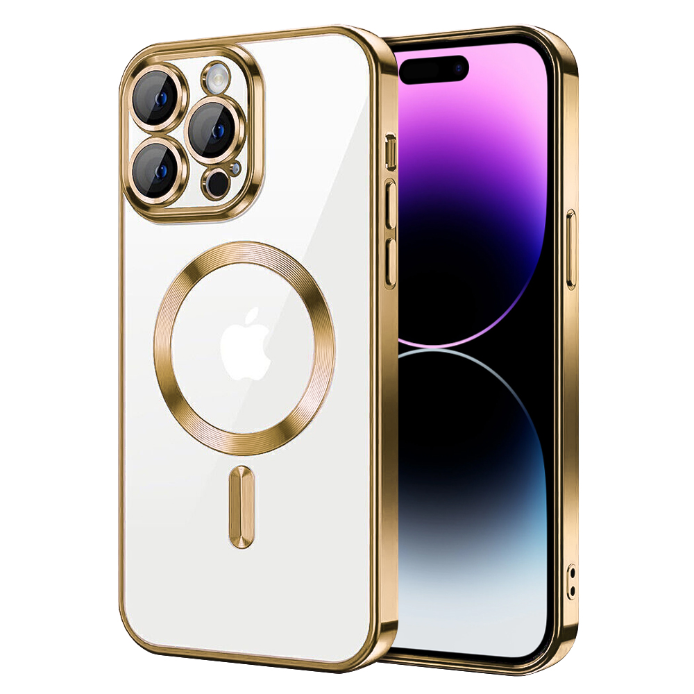 Силиконов калъф Luxury MagSF за iPhone 14 Pro Max, Златист