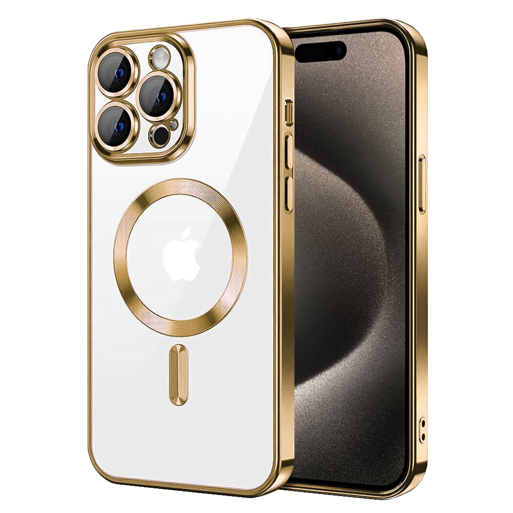 Силиконов калъф Luxury MagSF за iPhone 15 Pro Max, Златист