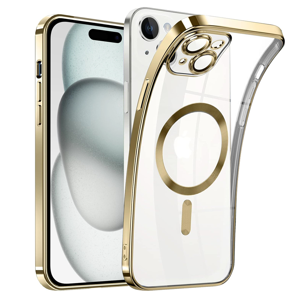 Силиконов калъф Luxury MagSF за iPhone 15 Plus, Златист