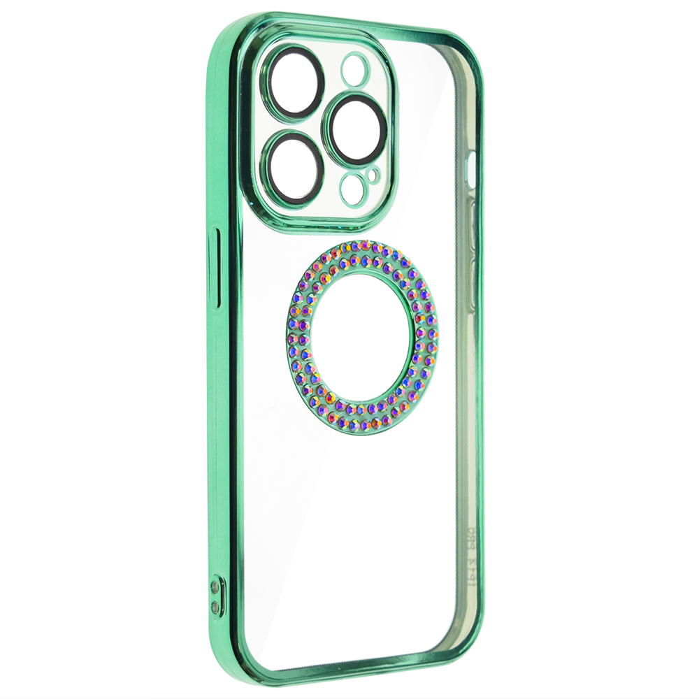 Силиконов калъф Diamond за iPhone 14 Pro, Зелен