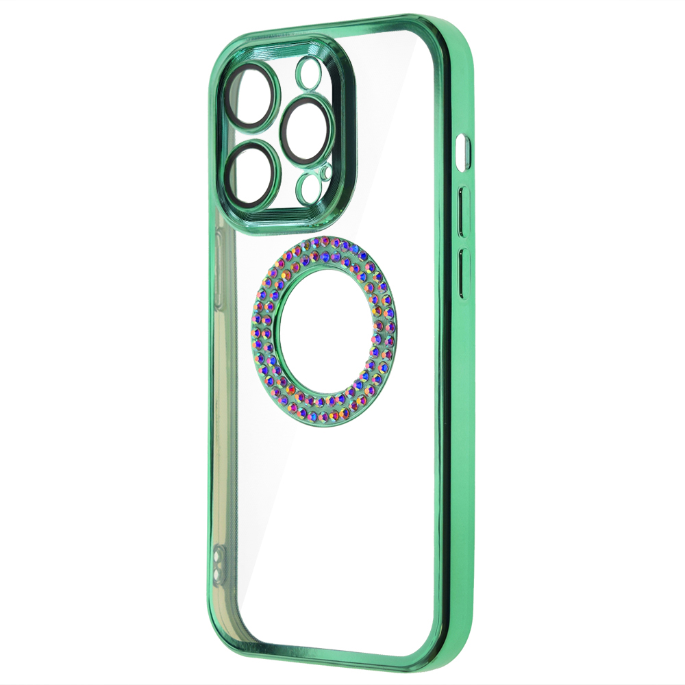 Силиконов калъф Diamond за iPhone 15, Зелен