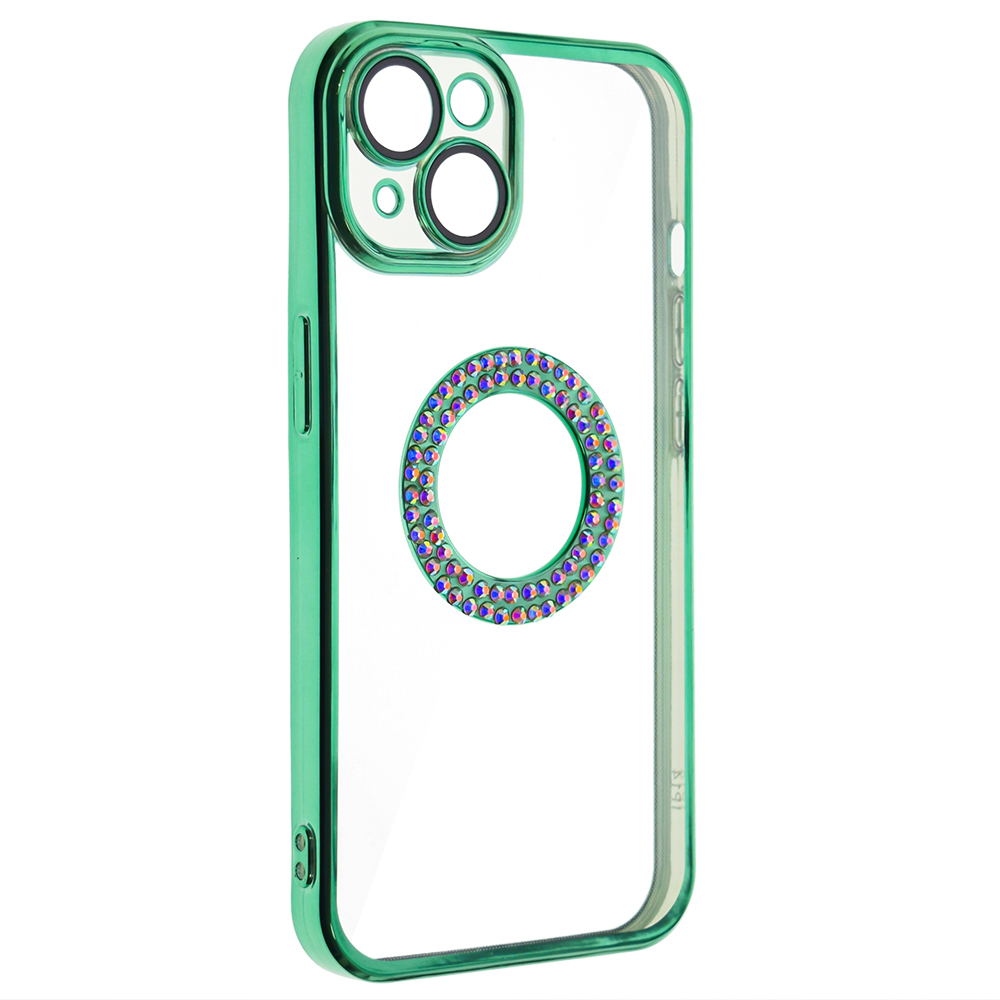 Силиконов калъф Diamond за iPhone 15 Plus, Зелен