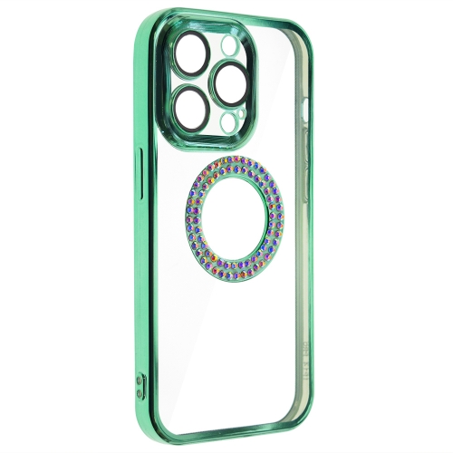Силиконов калъф Diamond за iPhone 15 Pro Max, Зелен