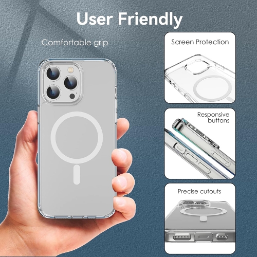 Удароустойчив калъф MagSF за iPhone 14 Pro, Прозрачен