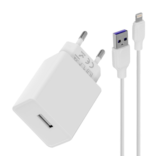 Зарядно OBAL-ME Wall USB-A, 10W, с кабел USB-A към Lightning, 1m, Бял