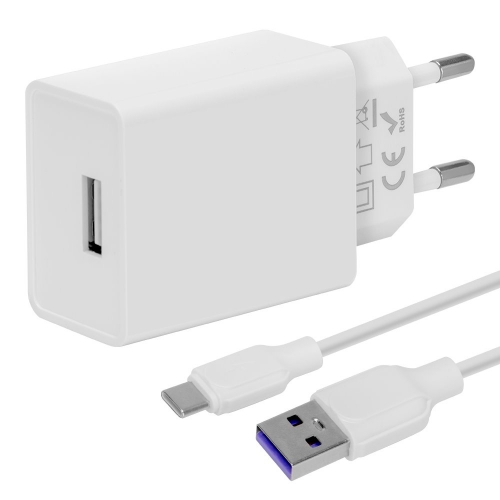 Зарядно OBAL-ME Wall USB-A, 10W, с кабел USB-A към USB-C, 1m, Бял